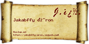 Jakabffy Áron névjegykártya